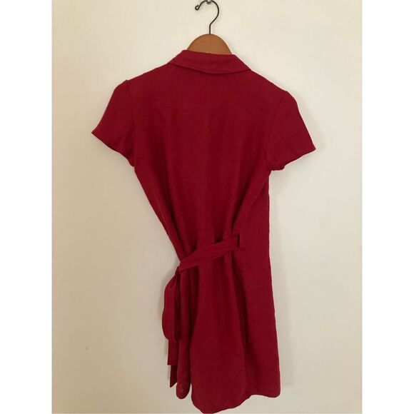 Linen handmade studio safari wrap dress in‎ red clay - Picture 3 of 5